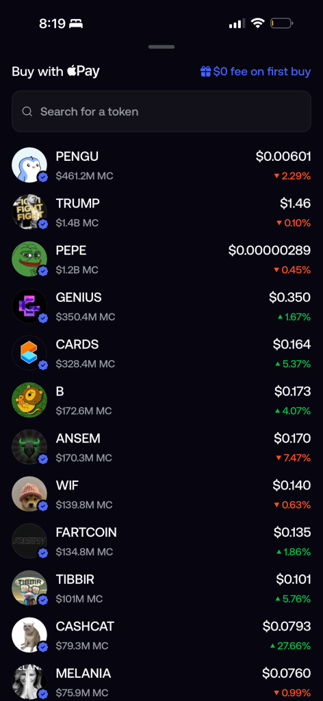 Buying tokens with Apple Pay in fomo