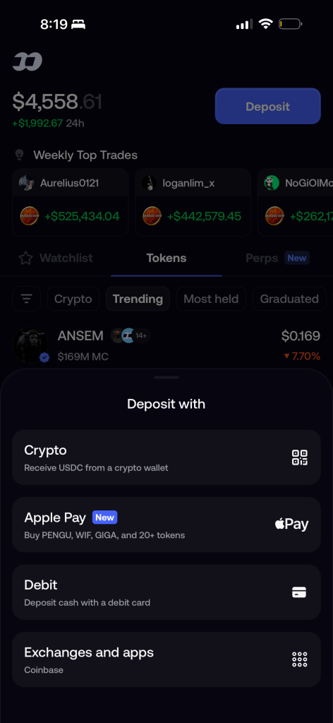 fomo deposit options sheet