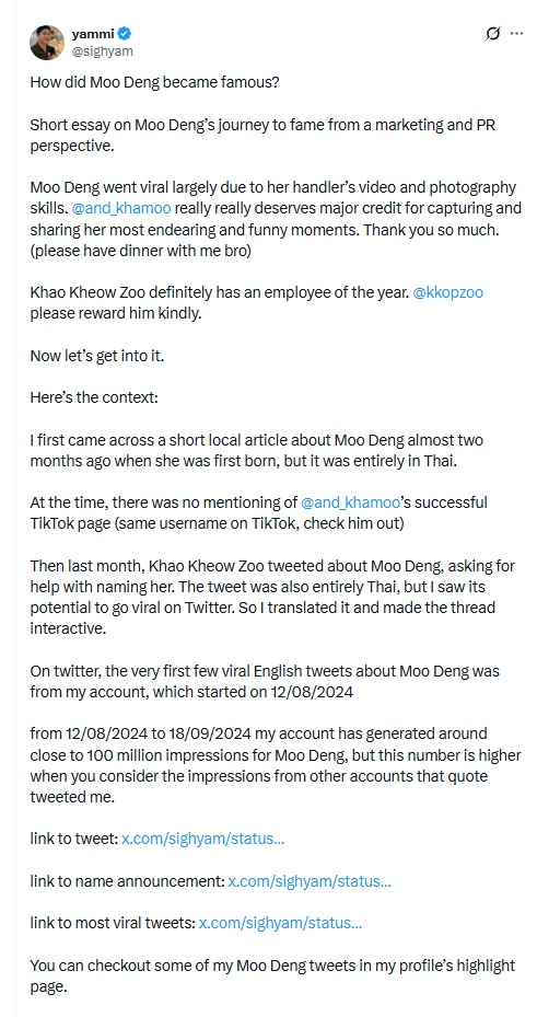 Thread breaking down how Moo Deng went viral